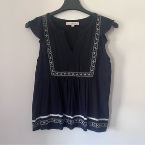 Dark Blue & White Loft Sleeveless Shirt - Size M